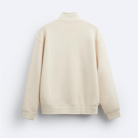 New Zara Men Cream Sweatshirt Sweater Button Top Pullover S ERCU - Picture 4 of 11